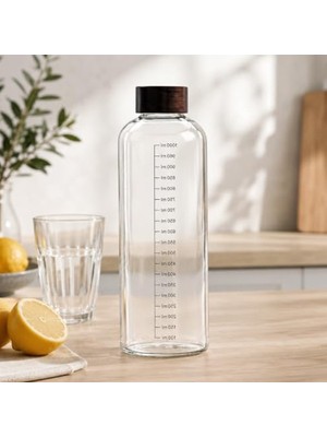 Frefly Store 1000 ml Cam Su Şişesi, Kapaklı ve Şeffaf Tasarım