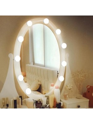 Frefly Store 10'lu Set Hollywood Tarzı LED Makyaj Aynası Işığı, 3 Renk Modu