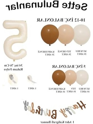 Frefly Store Retro Renkler Temalı Büyük Balon Zincir ve Doğum Günü Seti