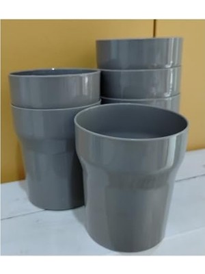 Frefly Store 6 Adet Sert Plastik Piknik Bardağı, Gri Renkli Set
