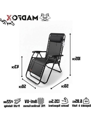 Frefly Store Katlanır Şezlong Sandalye, Siyah Renk ile Rahat Kullanım