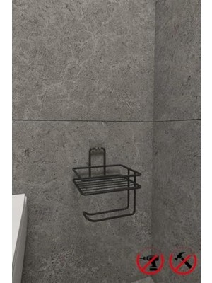 Frefly Store Yapışkanlı Metal Tuvalet Kağıtlığı Askısı, Mat Siyah