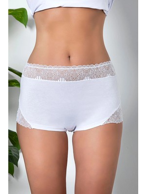 Çamaşır Kenti Dantel Detaylı Boxer Beyaz (MGP21783)