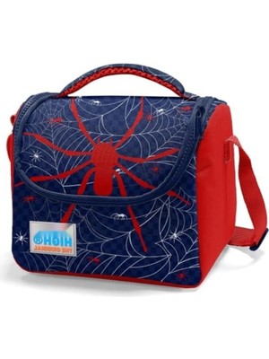 Frefly Store Lacivert Kırmızı Örümcek Baskılı Çocuk Beslenme Çantası