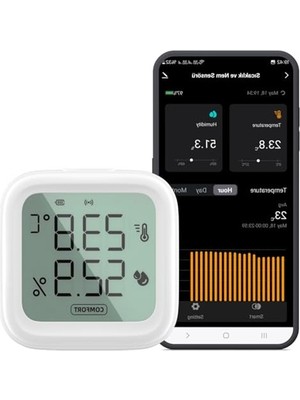 Frefly Store Wifi LCD Ekranlı Sıcaklık ve Nem Ölçer, Akıllı Ev Sistemleri ile Uyumlu