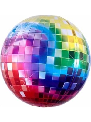 Frefly Store 55 cm Renkli Disko Topu Folyo Balon, Parti Dekorasyonu Için