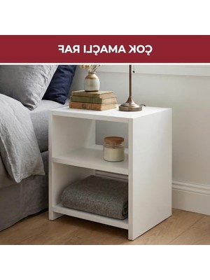 Frefly Store Iki Raflı Çok Amaçlı Beyaz Komodin