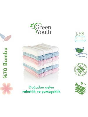 Green Youth - Bambu 6'lı Lüks El ve Yüz Havlusu Seti +1 Hediye – Yüksek Emici, Doğal ve Antibakteryel 85*50