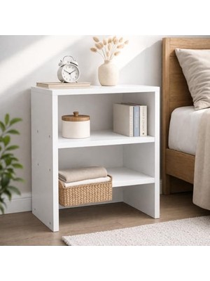 Frefly Store Iki Bölmeli Çok Amaçlı Komodin, Beyaz Renk ve Modern Tasarım