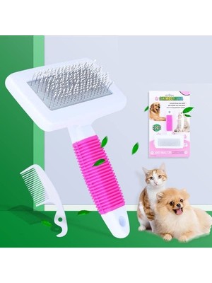 Frefly Store Pembe Tüy Tarama Fırçası, Kedi ve Köpekler Için Etkili Bakım Aracı