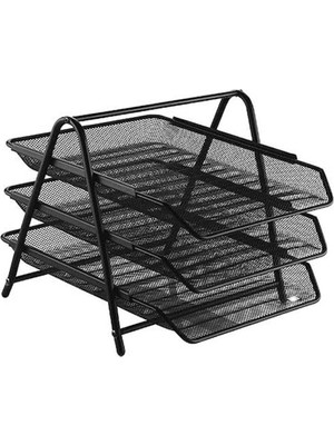 Frefly Store 3 Katlı Metal Evrak Rafı - Siyah Renk