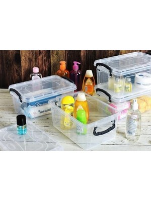 Frefly Store Kapaklı Şeffaf Saklama Kabı Seti, 4 Adet, 5 Lt, 31X20X14 cm