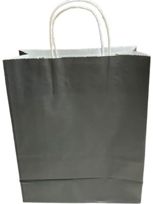 Frefly Store Çelikpençe Kraft Kağıt Çanta, Büküm Saplı, 25X31X12 Cm, Hediyelik Butik Mağaza Poşeti, 25 Adet (Siyah)