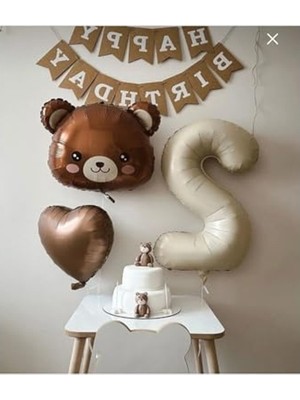 Frefly Store 2 Yaş Için Sevimli Ayıcık Folyo Balon Seti