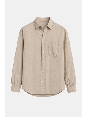 Vamos Modal Kumaş Cepli Oversize Gömlek Bej