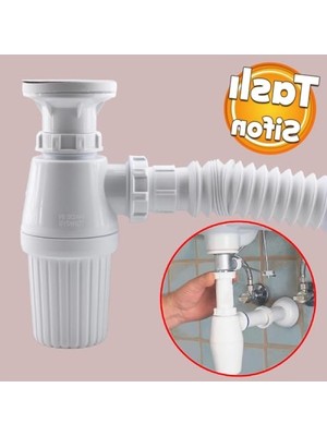 Frefly Store Sifon Körüklü Temizlenebilir Mutfak ve Banyo Lavabo Gider Borusu, 38 cm Plastik