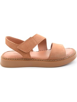 Bambi Cappuccino Hakiki Deri Kadın Sandalet K05299110202
