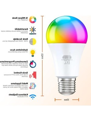 Frefly Store Akıllı Rgb LED Ampul - 11W, Wi-Fi & Bluetooth Uyumlu