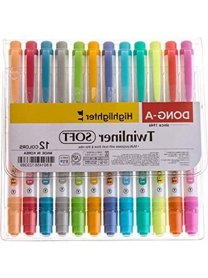 Frefly Store 12 Renk Seti ile Ince ve Geniş Uçlu Çift Taraflı Fosforlu Kalemler