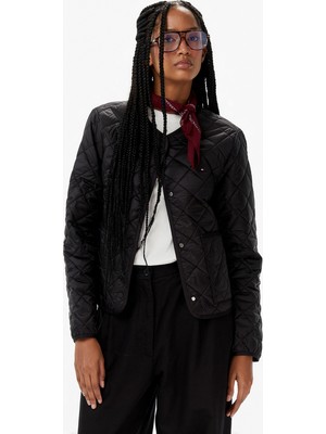Tommy Hilfiger Padded Regular Quilted Kadın Siyah Puffer Mont