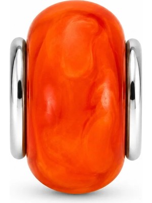 Poseidons Jewellery Coral Glow Murano Cam Charm – Mercan Kırmızısı El Yapımı Cam Boncuk