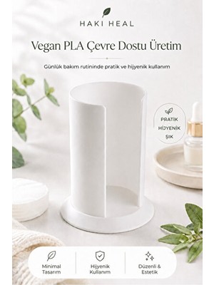 Novélune Makyaj & Takı Organizeri: Beyaz Vegan Pla Pamuk Saklama Standı, Çevre Dostu ve Pratik