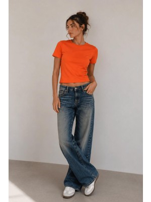 Alexander Gardi Bisiklet Yaka Basic Crop T-Shirt