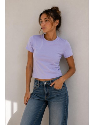 Alexander Gardi Bisiklet Yaka Basic Crop T-Shirt