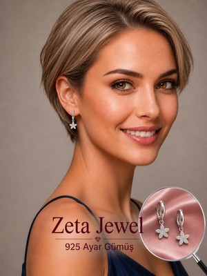 Zeta Jewel 925 Ayar Gümüş Çiçek Model Zirkon Taşlı Kadın Küpe