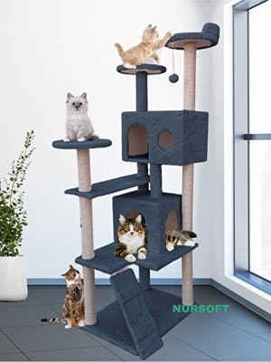 Novélune Kedi Tırmalaması: Yüksekliğe Sahip Kedi Evi Kule Tasarımıyla Oyun ve Dinlenme Alanı