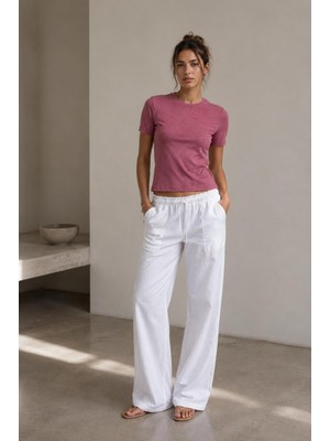 Alexander Gardi Bisiklet Yaka Basic Crop T-Shirt
