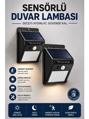 Midas Toptan Home Solar Sensörlü Duvar Lambası Bahçe Lamba 20 LED Işık