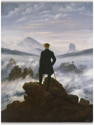 Rosaart Bulutların Üzerinde Gezgin Posteri, Caspar David Friedrich, (Wanderer Above The Sea Of Fog), Çerçevesiz Poster