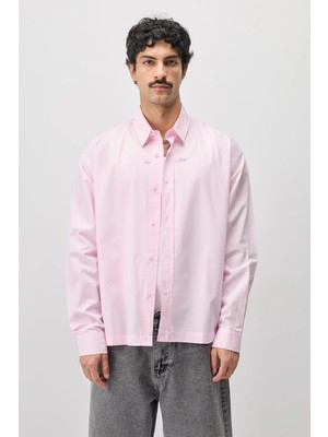 Vamos Uzun Kollu Boxy Fit Gömlek Pembe
