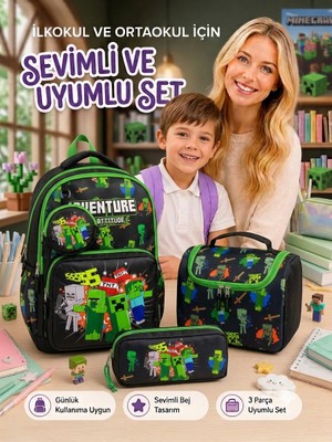 Pairla 4'lü SET Erkek Çocuk Okul Çantası Seti Ilkokul Ortaokul Okul Çantası Su Geçirmez Sırt Çantası Beslenme Çantası Kalemlik Ergonomik Hafif Dayanıklı Geniş Hacimli Okul Seti