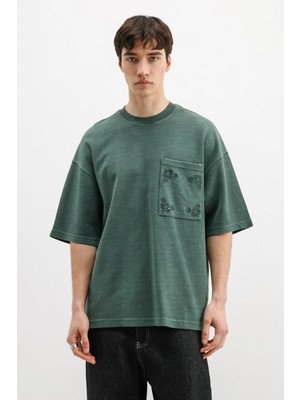 Vamos Oversize Baskılı Tişört Nefti