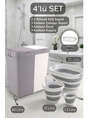 Novélune Çamaşır Sepeti: Katlanabilir 4'lü Seti, Geniş Kapasiteli ve Pratik Kullanım