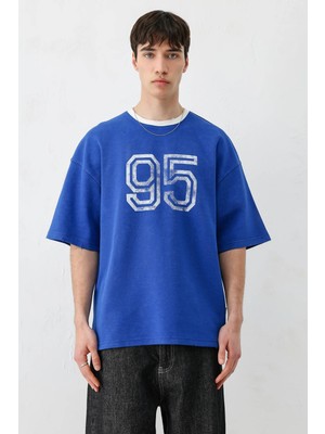 Vamos Oversize Baskılı Tişört Saks