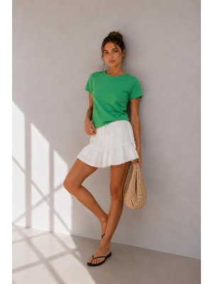 Alexander Gardi Bisiklet Yaka Basic Crop T-Shirt