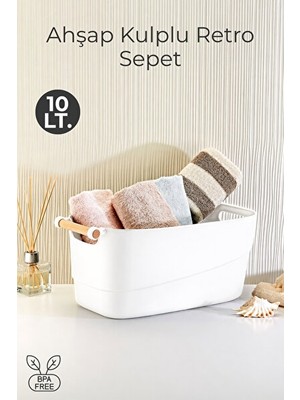 Novélune Sepet: Ahşap Kulplu Retro Çok Amaçlı , 10 Lt