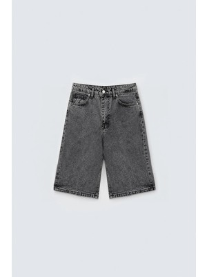 Vamos Bermuda Denim Şort Gri