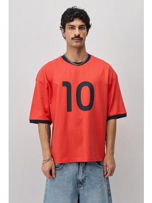 Vamos Oversize Baskılı Tişört Oranj