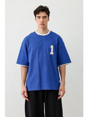 Vamos Oversize Baskılı Tişört Saks