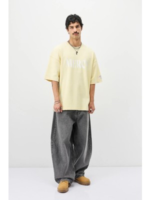 Vamos Baskılı Oversize Tişört Sarı