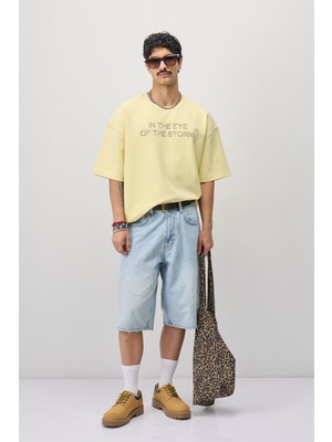 Vamos Oversize Baskılı Tişört Sarı