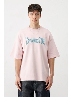 Vamos Oversize Baskılı Tişört Pembe
