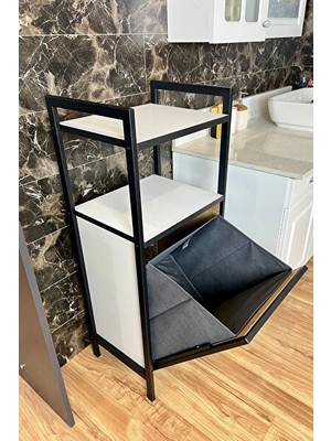 Novélune Çamaşır Sepeti: Metal ve Ahşap Kombinasyonlu Banyo Düzenleyici Kirli Sepeti