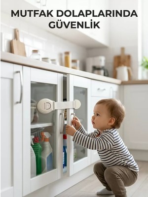 Midas Toptan Home Çocuk Güvenlik Dolap ve Çekmece Kilidi Güçlü Yapışkanlı Emniyet Kilidi