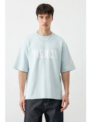Vamos Baskılı Oversize Tişört Bebe Mavi