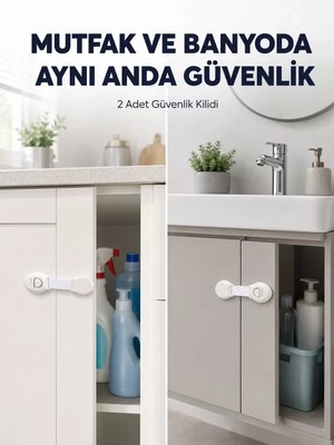 Midas Toptan Home 2'li Dolap ve Çekmece Güvenlik Kilidi Seti